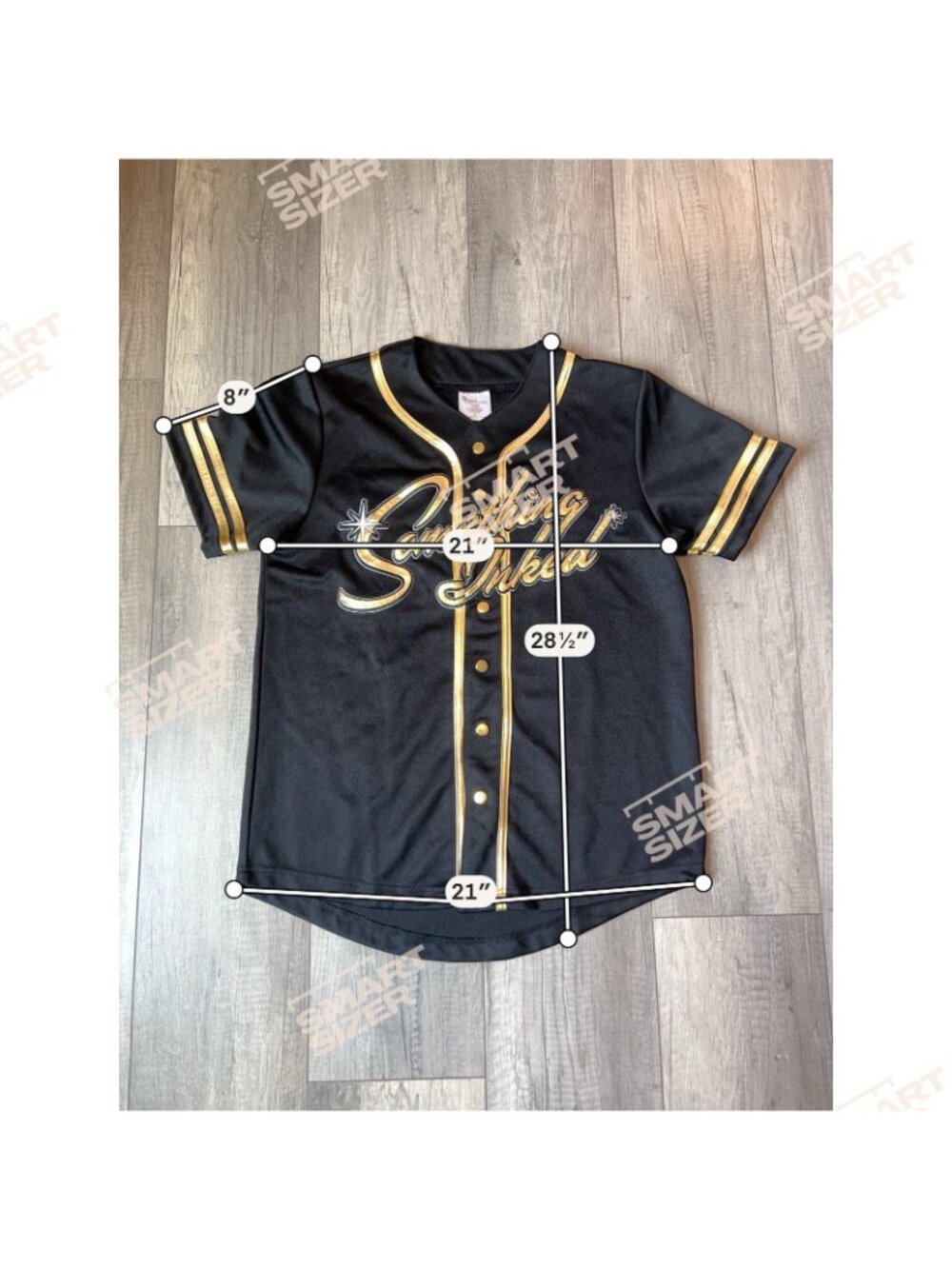 Something Inked Baseball Jersey Shorts Set Black Gold Size S Small Buttons Shirt - Picture 6 of 16